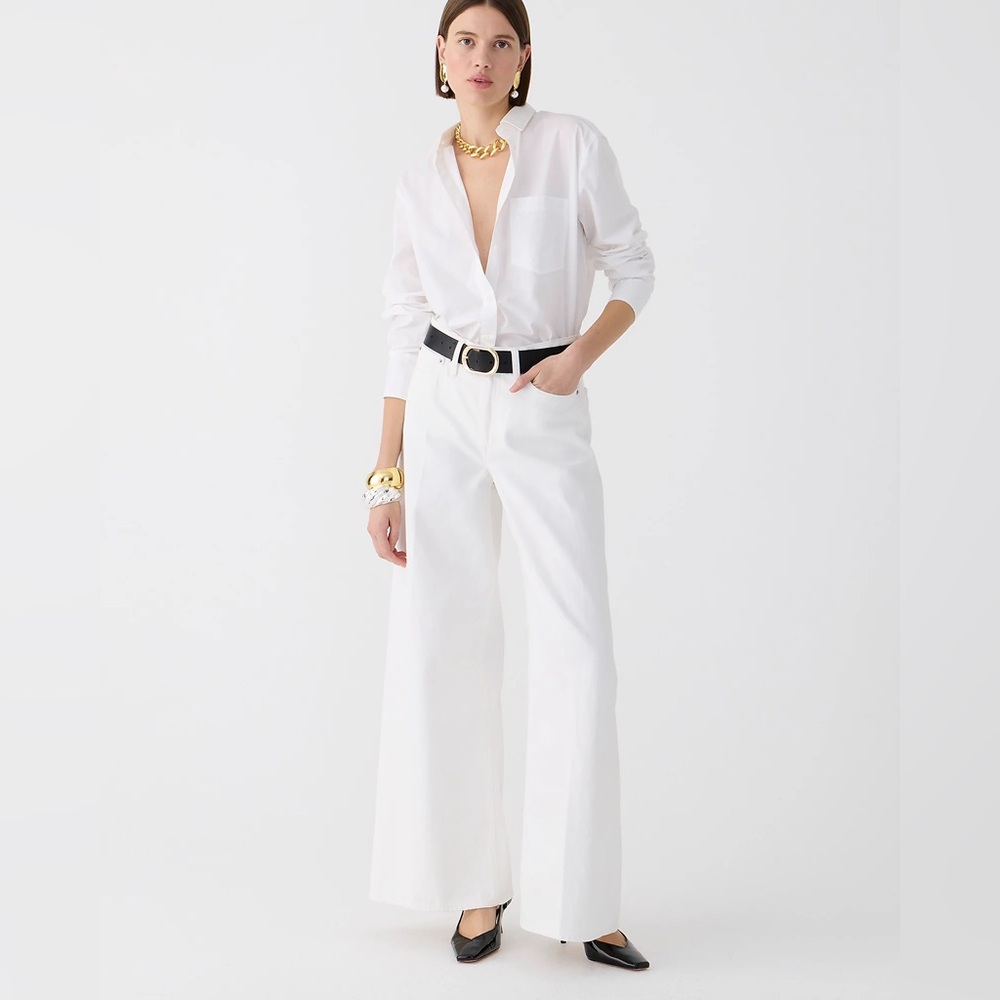 J.Crew High-rise superwide-leg jean in white size 28